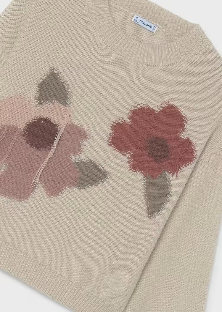 Mayoral 7333 Floral Intarsia Sweater