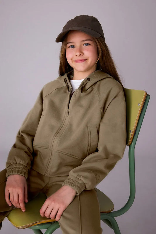 Mayoral 7439 Olive French Terry Zippered Jacket