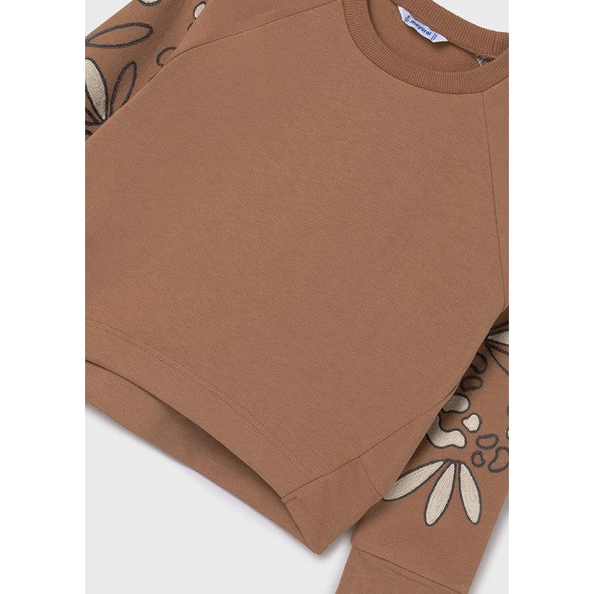 Embroidered Sleeve Camel Sweatshirt