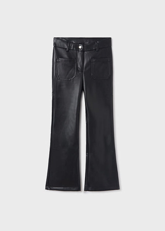 Black Faux Leather Wide Leg Pant