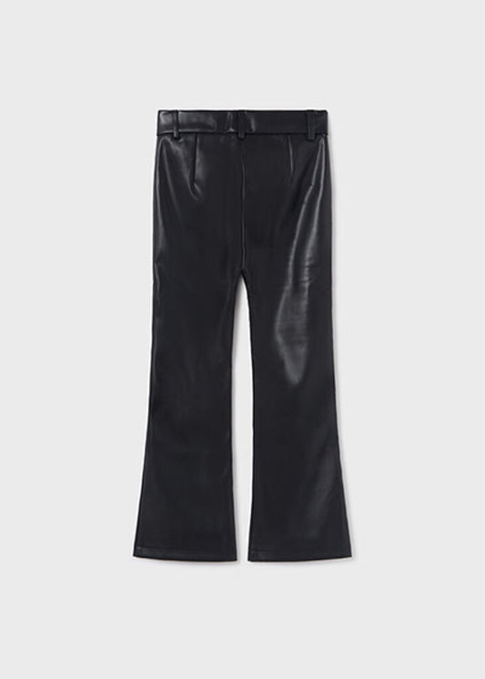 Black Faux Leather Wide Leg Pant