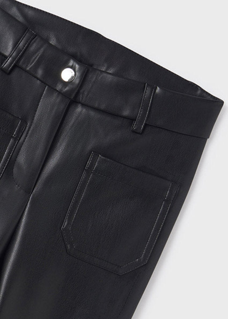 Black Faux Leather Wide Leg Pant