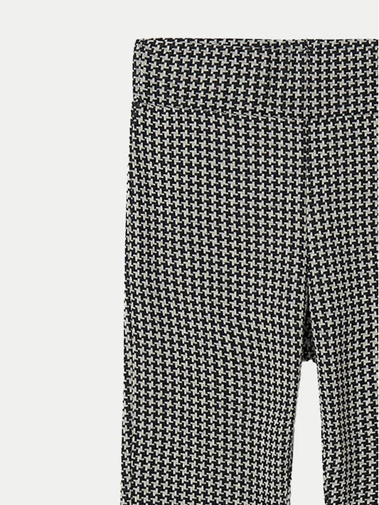 Black Houndstooth Wide Leg Leggings