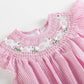 Pink Seersucker Running Bunnies Smocked Flutter Romper