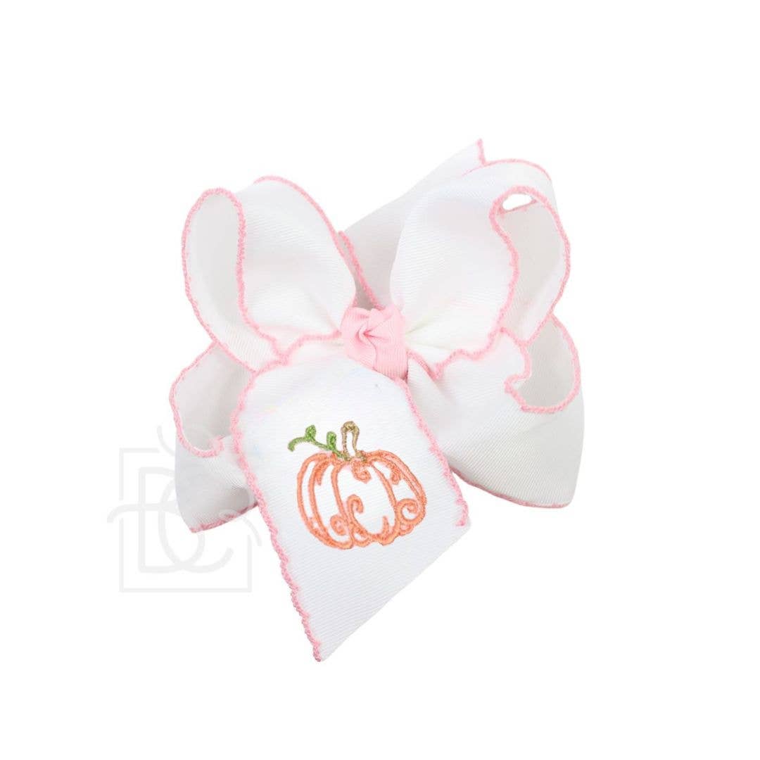 Embroidered Pumpkin Crochet Edge Bow