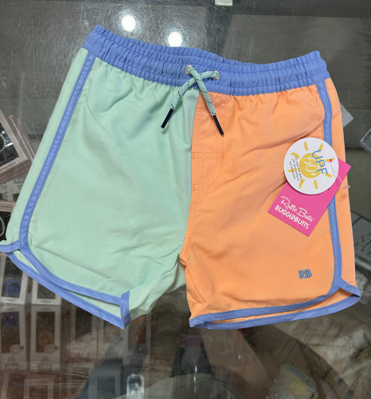 Color Block Dolphin Hem Swim Trunks