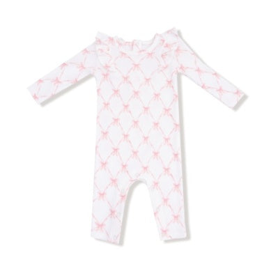Ribbon Bow Trellis - L/S Ruffle Romper