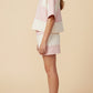 Girls Colorblock Stripe Elastic Waist Shorts
