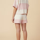 Girls Colorblock Stripe Half Zip Knit Top