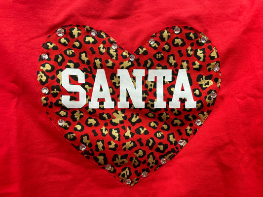 Red LS Ruffled Leopard Heart Tee