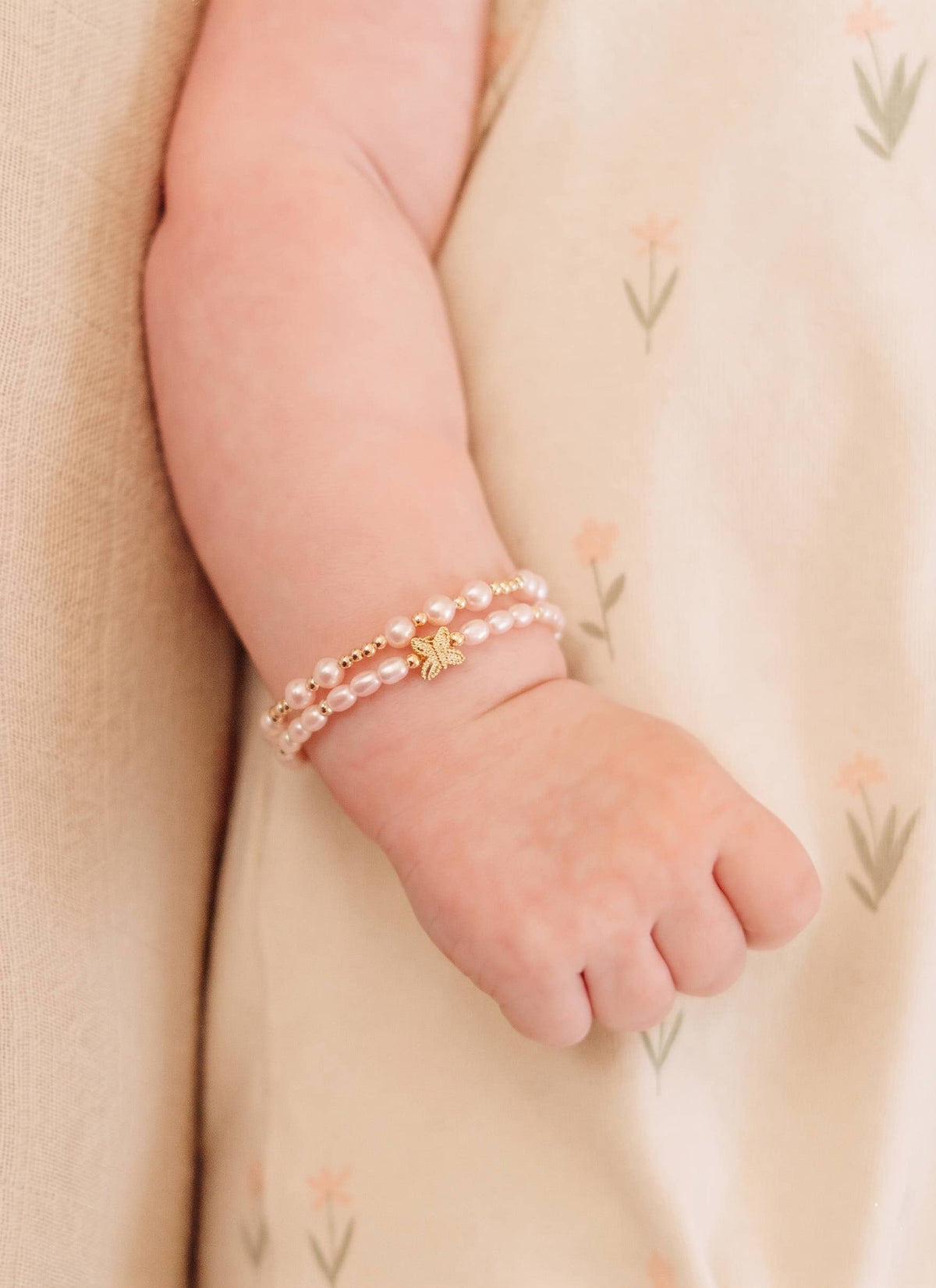 14K Gold-Plated Pink Pearl Baby or Girls Bracelet