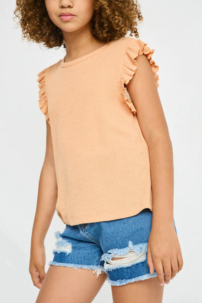 Apricot Waffle Knit Top