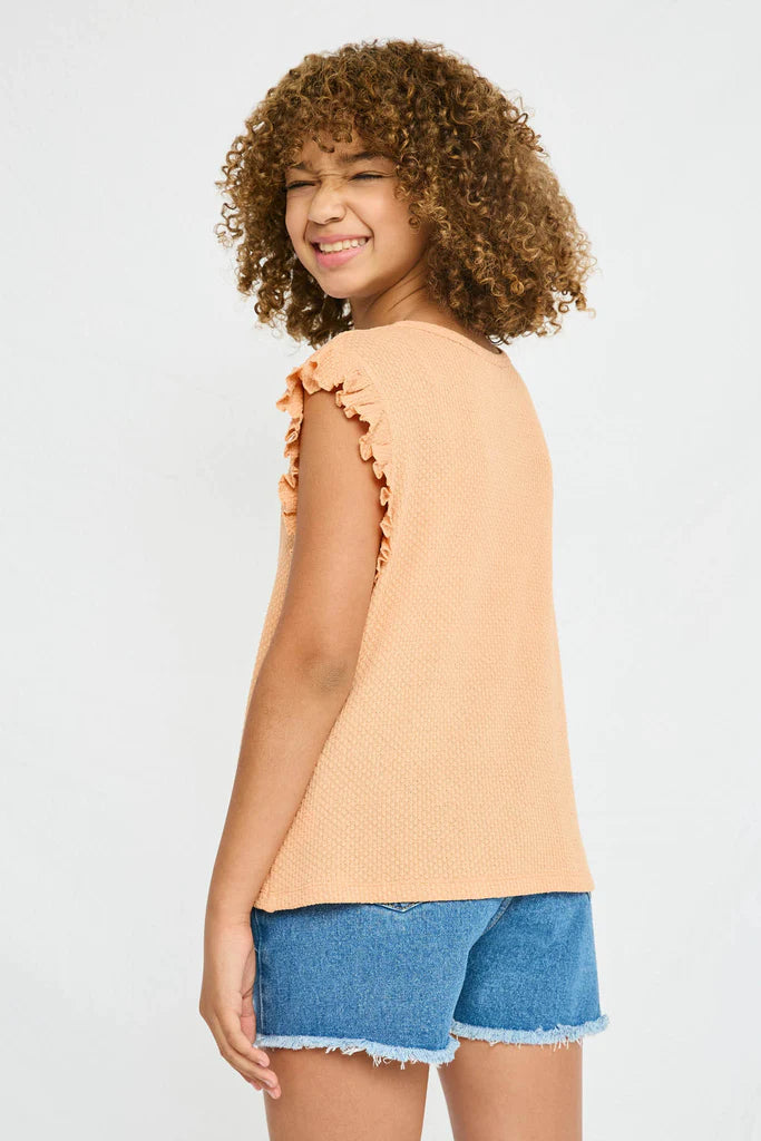 Apricot Waffle Knit Top