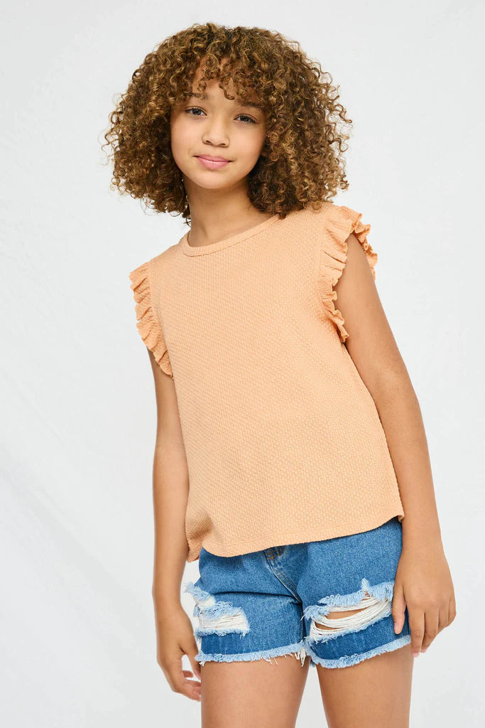 Apricot Waffle Knit Top