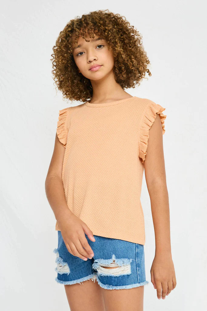 Apricot Waffle Knit Top