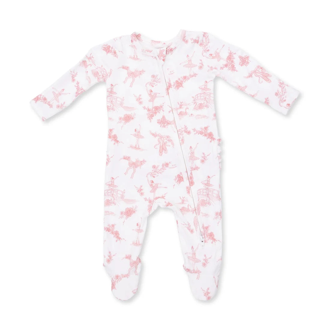 Ballet Toile  2 Way Ruffle Back Zipper Footie
