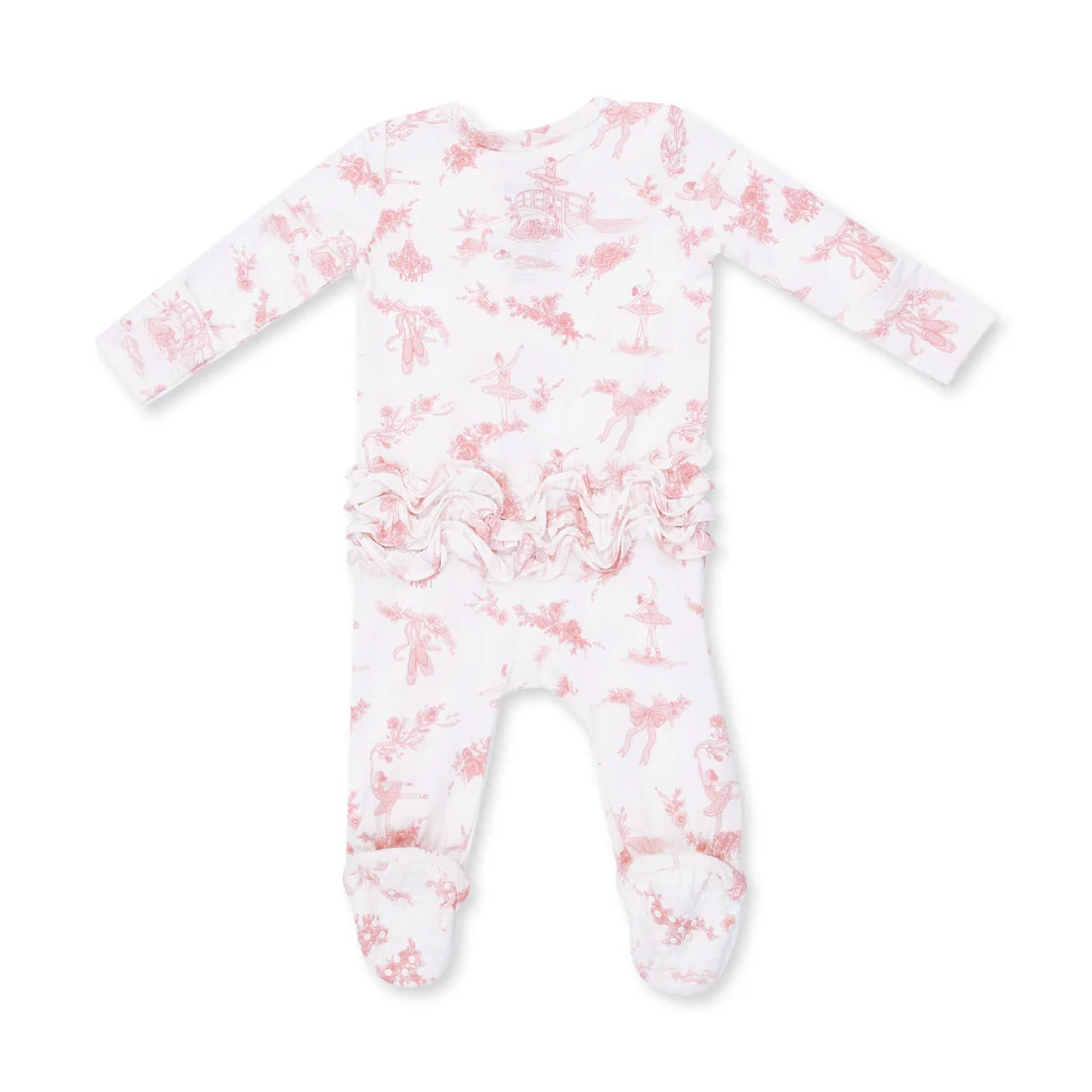 Ballet Toile  2 Way Ruffle Back Zipper Footie