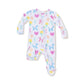 Balloon Animals - Pink  2 Way Zipper Ruffle Back Footie