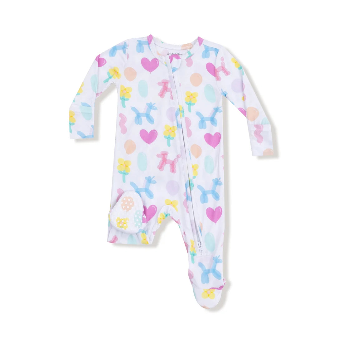 Balloon Animals - Pink  2 Way Zipper Ruffle Back Footie
