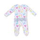 Balloon Animals - Pink  2 Way Zipper Ruffle Back Footie