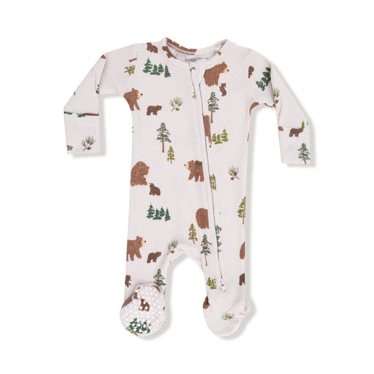 Sweet Brown Bears  2 Way Zipper Footie