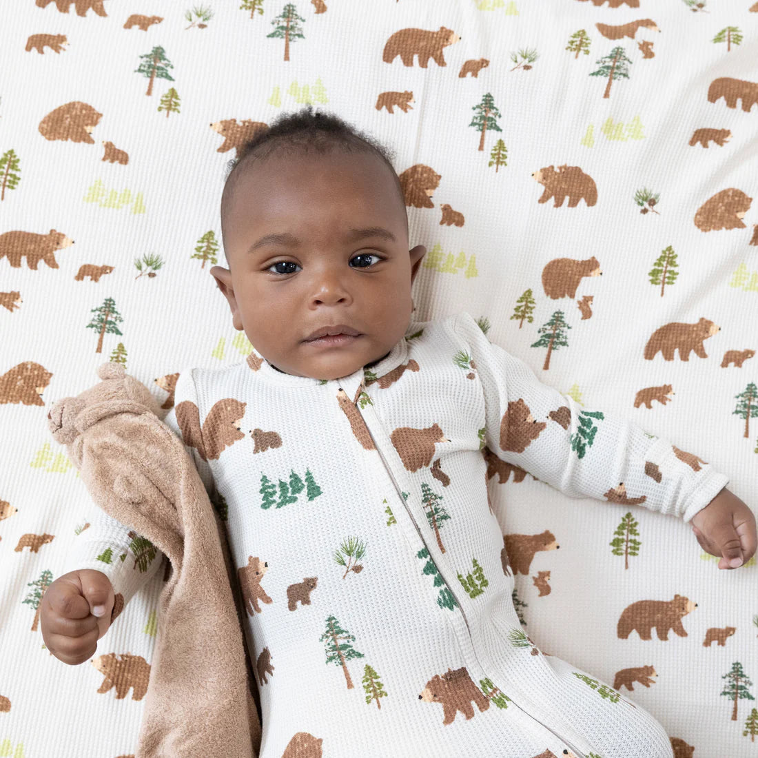 Sweet Brown Bears  2 Way Zipper Footie