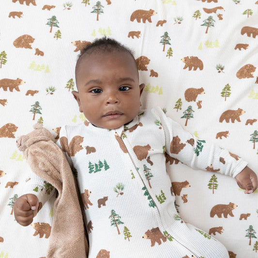 Sweet Brown Bears  2 Way Zipper Footie