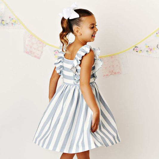 Dusty Blue Stripe Bella Dress