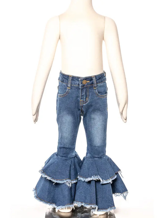 Double Ruffle Bell Bottom Jeans