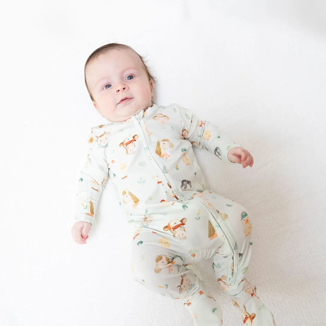 Baby Farm Faces  2 Way Zipper Footie