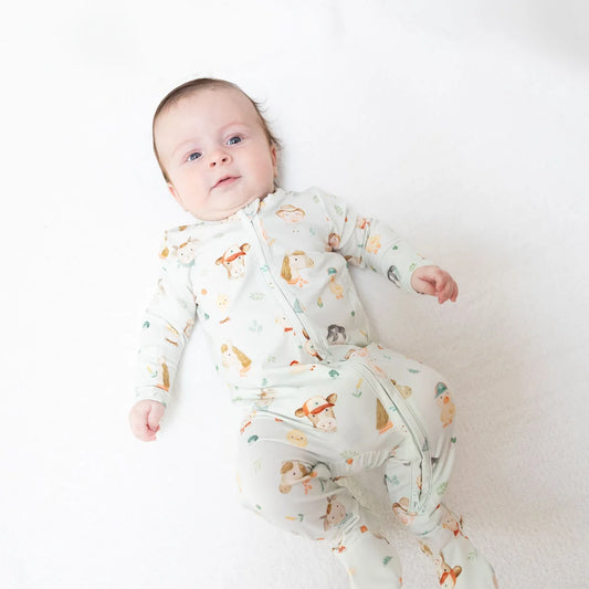 Baby Farm Faces  2 Way Zipper Footie