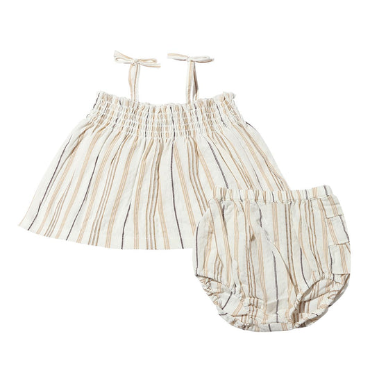 Tan Stripe Bianca Smocked Set