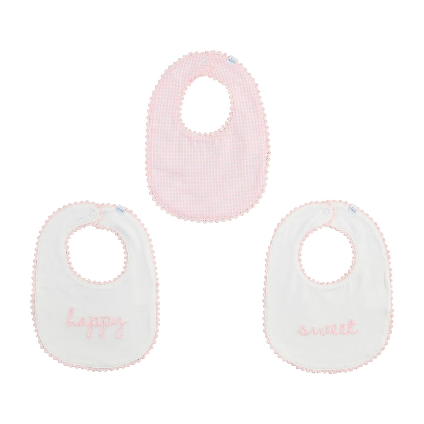 Pink Gingham & Chainstitch Bibs