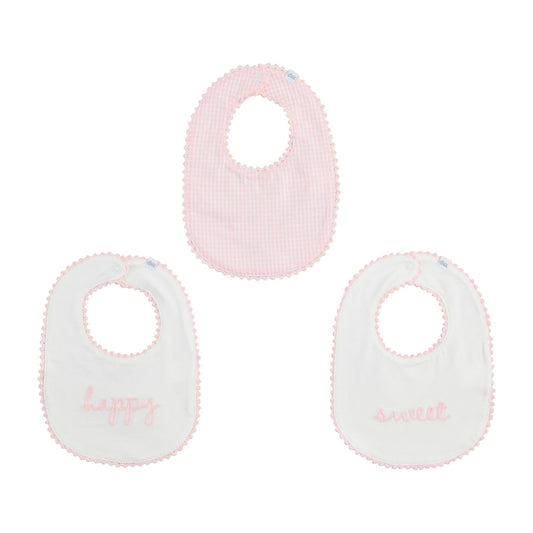 Pink Gingham & Chainstitch Bibs