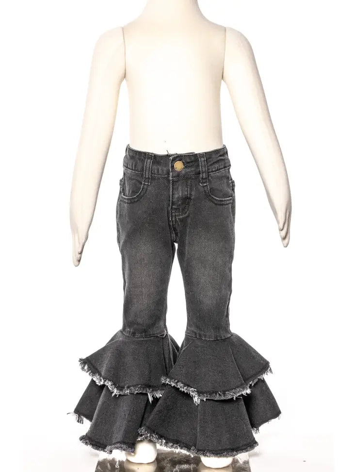 Double Ruffle Jeans Double Ruffle Bell Bottom Jeans – Baby and Me Boutique