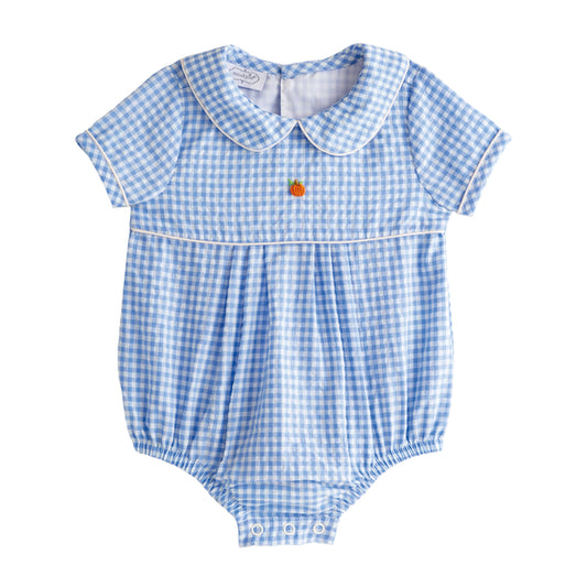 Blue Gingham Pumpkin Boy Bubble