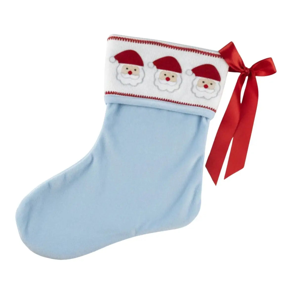 Light Blue Santa Smocked Christmas Stocking