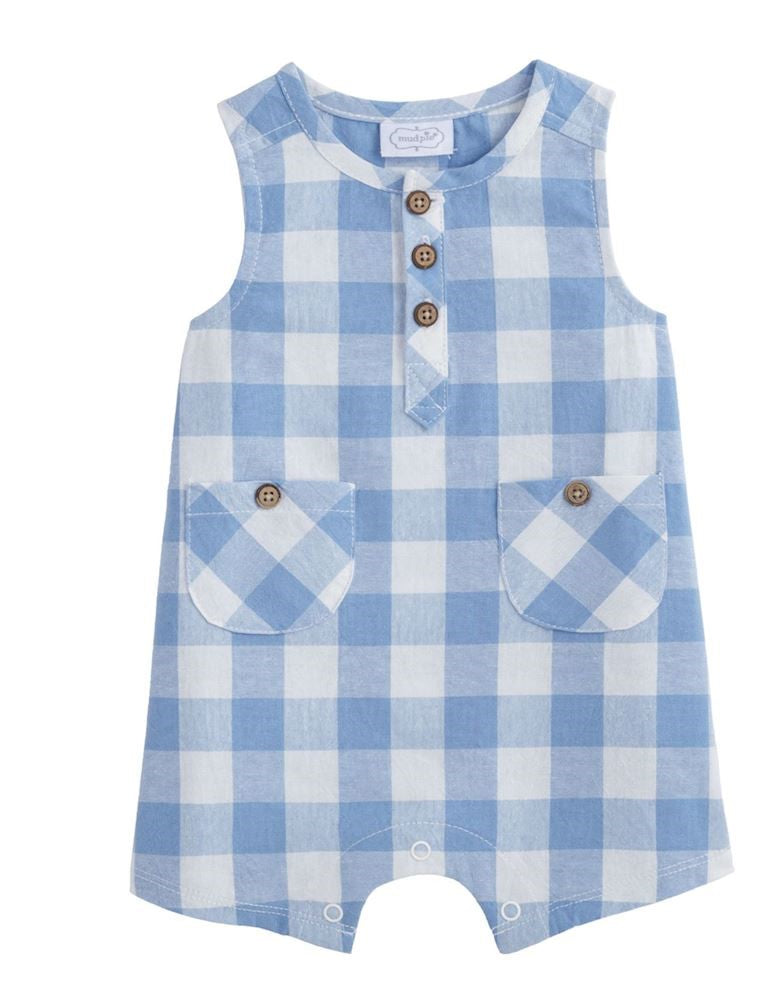 Blue Check Romper