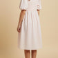 Girls Raised Pleat Detail Bow Puff Sleeve Dress