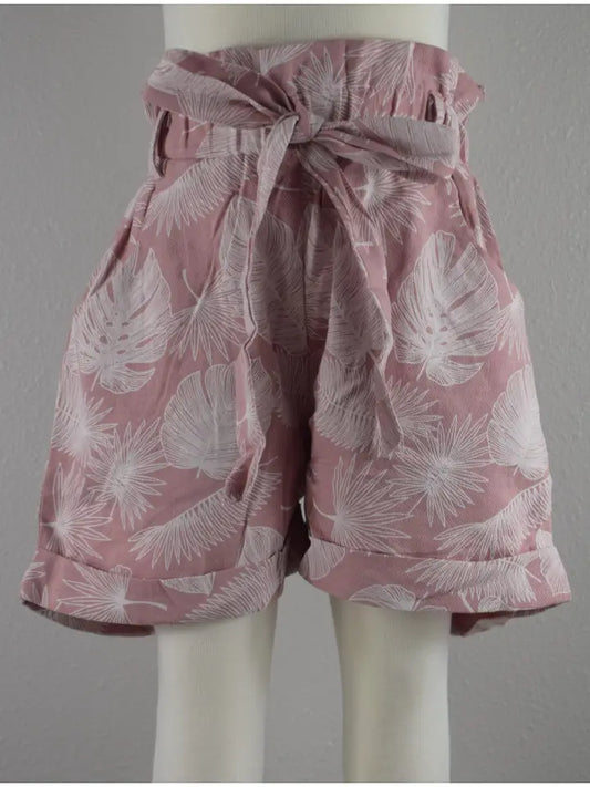 Blush Leaf Print Shorts