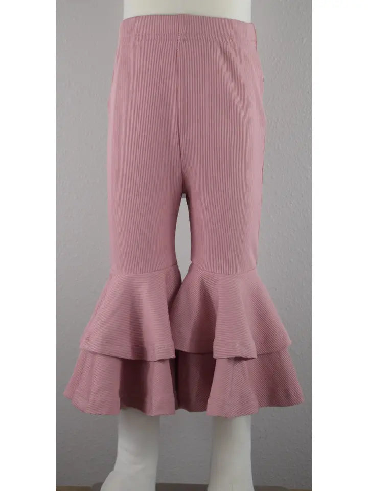 Blush Double Ruffle Capri Leggings