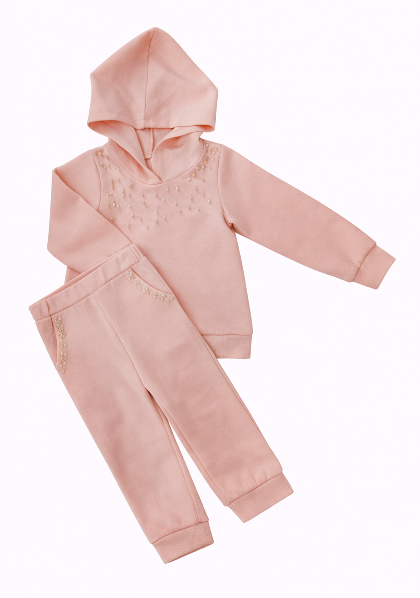 ML Kids 2 Piece Pearl Beaded Sweatsuit