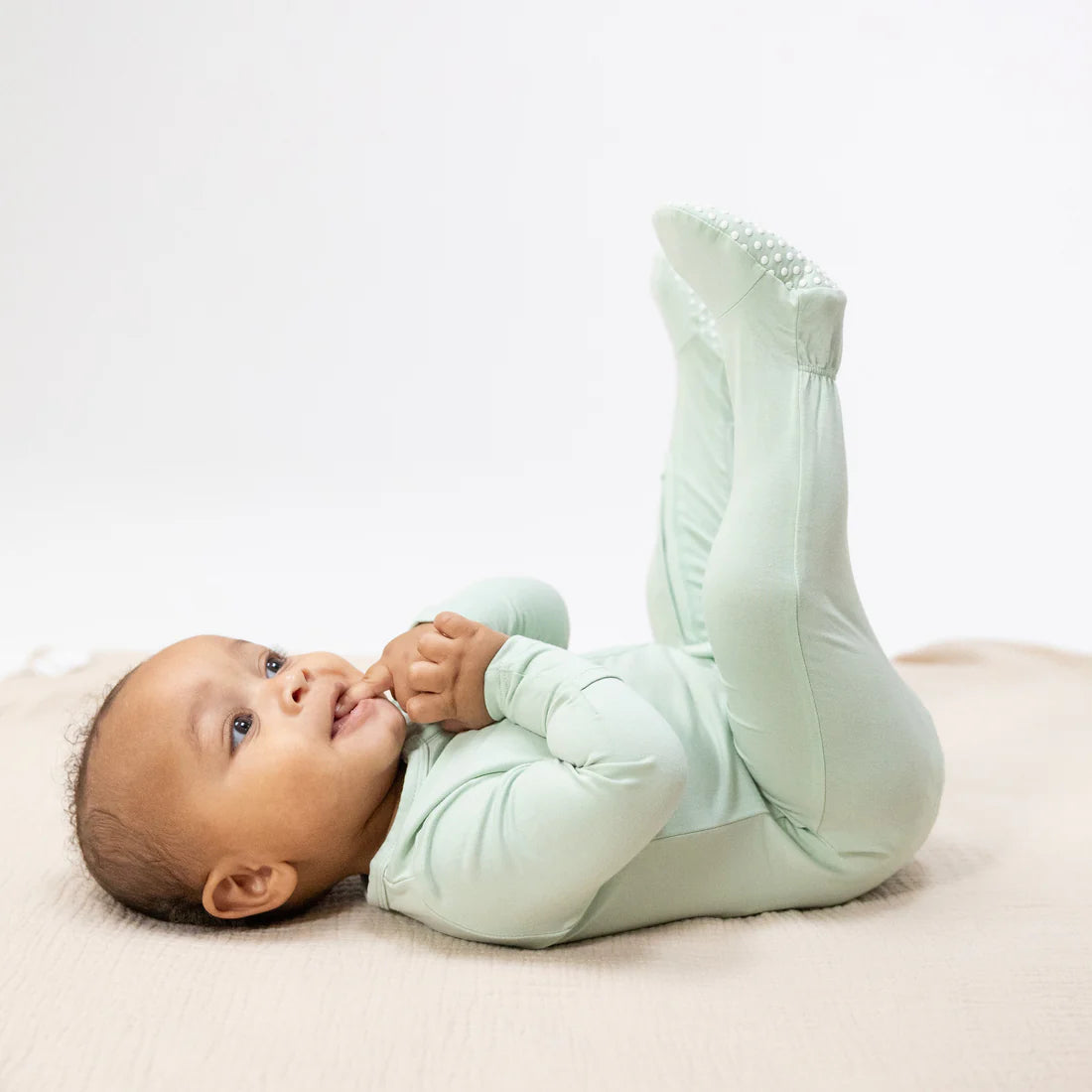 Solid Bok Choy  2 Way Zipper Footie