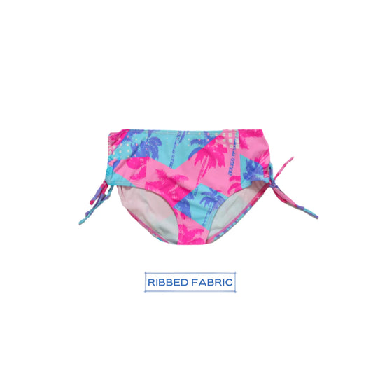 Bikini Top | Radiant Pink and Ruched Bottoms | Retro Tropical