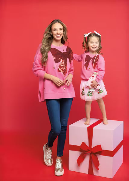 Red Bow Sequin Sweatshirt