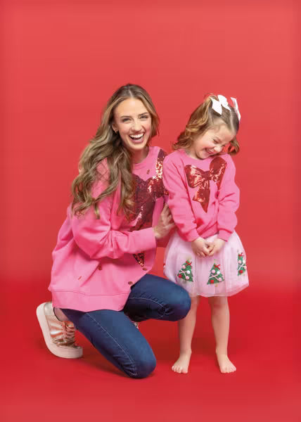 Red Bow Sequin Sweatshirt
