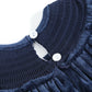 Blue Velvet Silver Bows Smocked Ruffle Bishop Dress