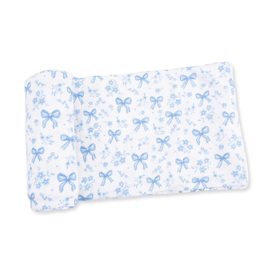 Blue Bows and Flowers Swaddle Blanket