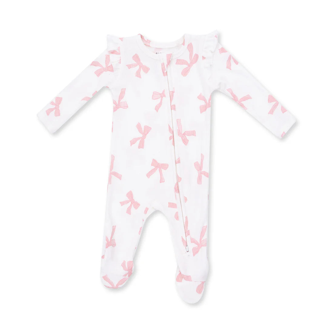 Pretty Bows  2 Way Ruffle Sleeve Zipper Footie