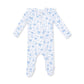 Blue Bows and Flowers  2 Way Ruffle Sleeve Zipper Footie